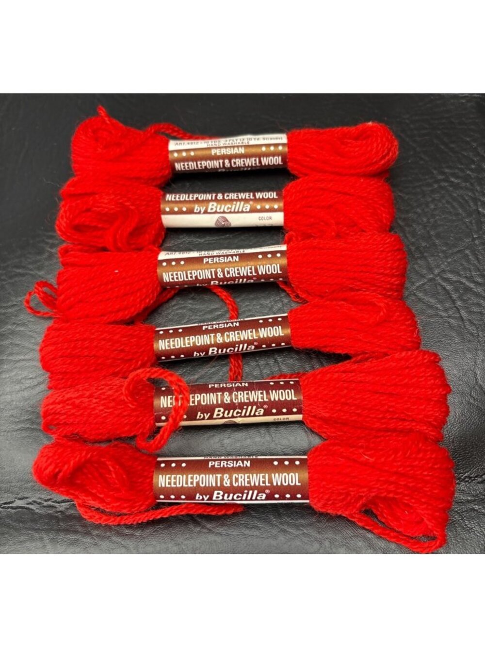 Bucilla Persian Crewel Wool Yarn Red 10 Yards 6 Skeins 3-Ply USA-Made